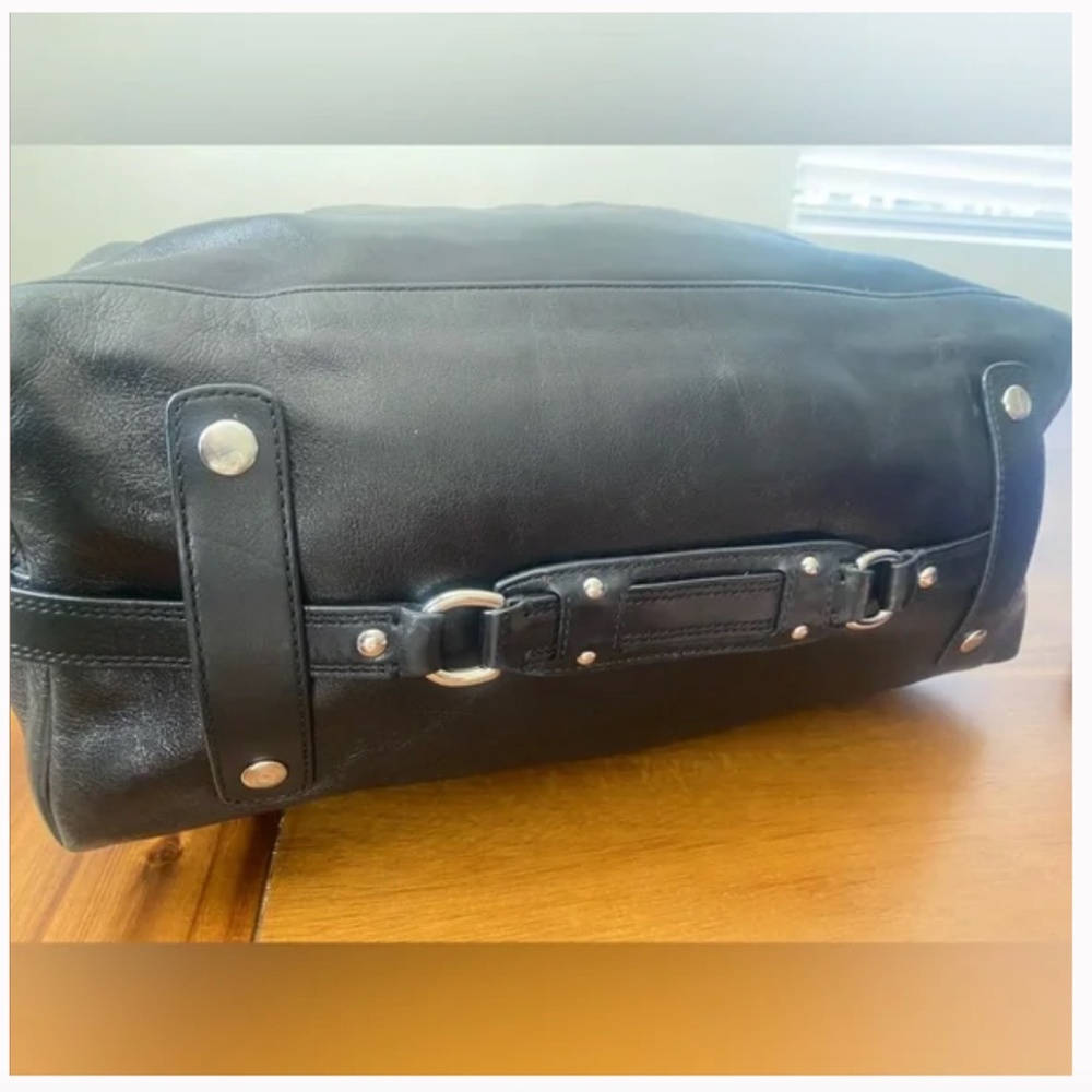 Vintage RARE Coach Madison Pearlized BLK Leather Sabrina Satchel Purse - Picture 6 of 10